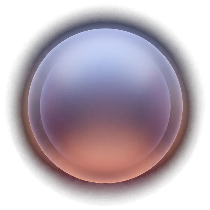 A glowing glass orb, a shell around a warm core