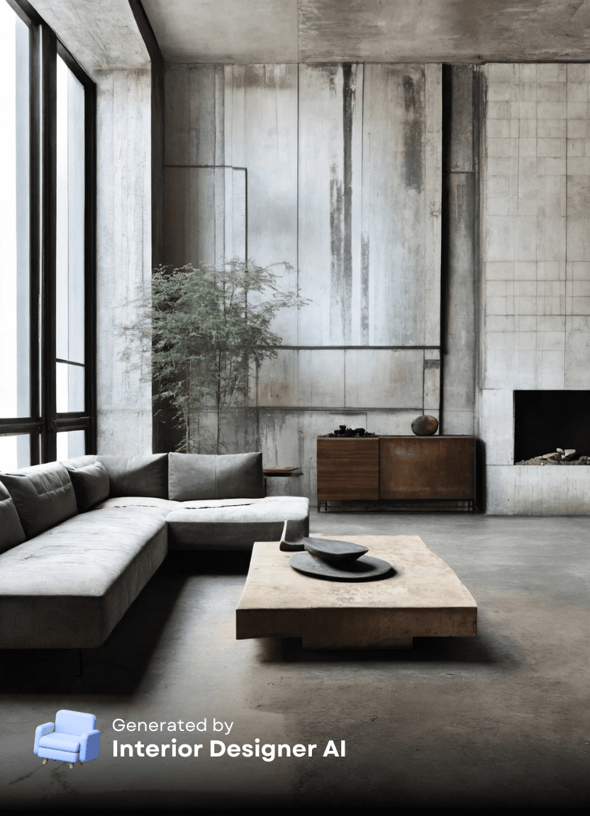 interio minimal brutalist living room design