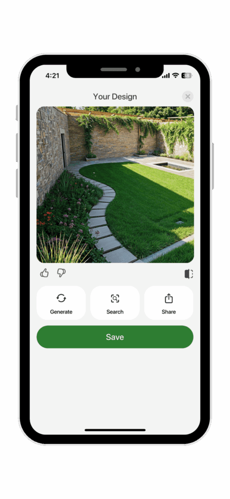 The garden transformation, with the app garden ai