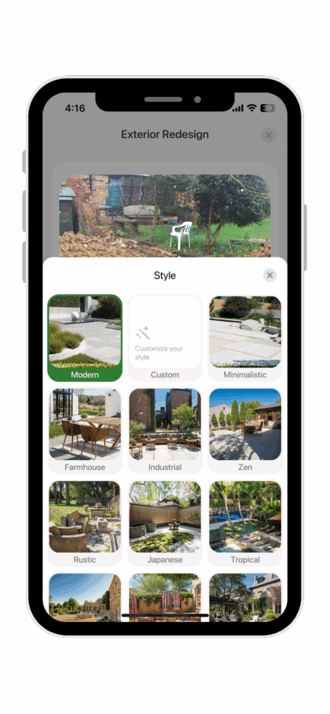 AI Garden Design App - Styles